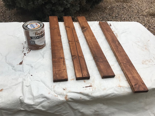 Stained wood for DIY kid's artwork display