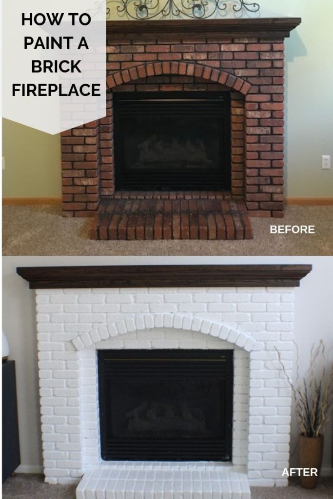 Painted brick fireplace