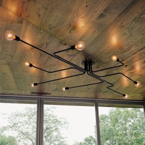 Industrial style ceiling light fixture with edison bulbs